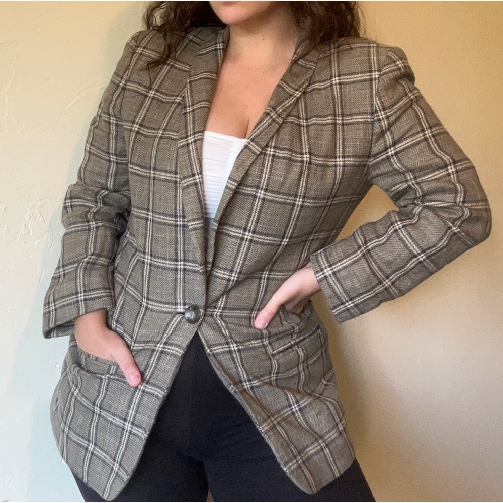 Vintage 80s Liz Claiborne plaid blazer💅